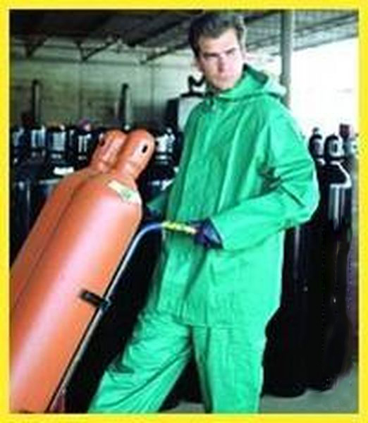 Traje impermeable verde de PVC, con cintura elástica